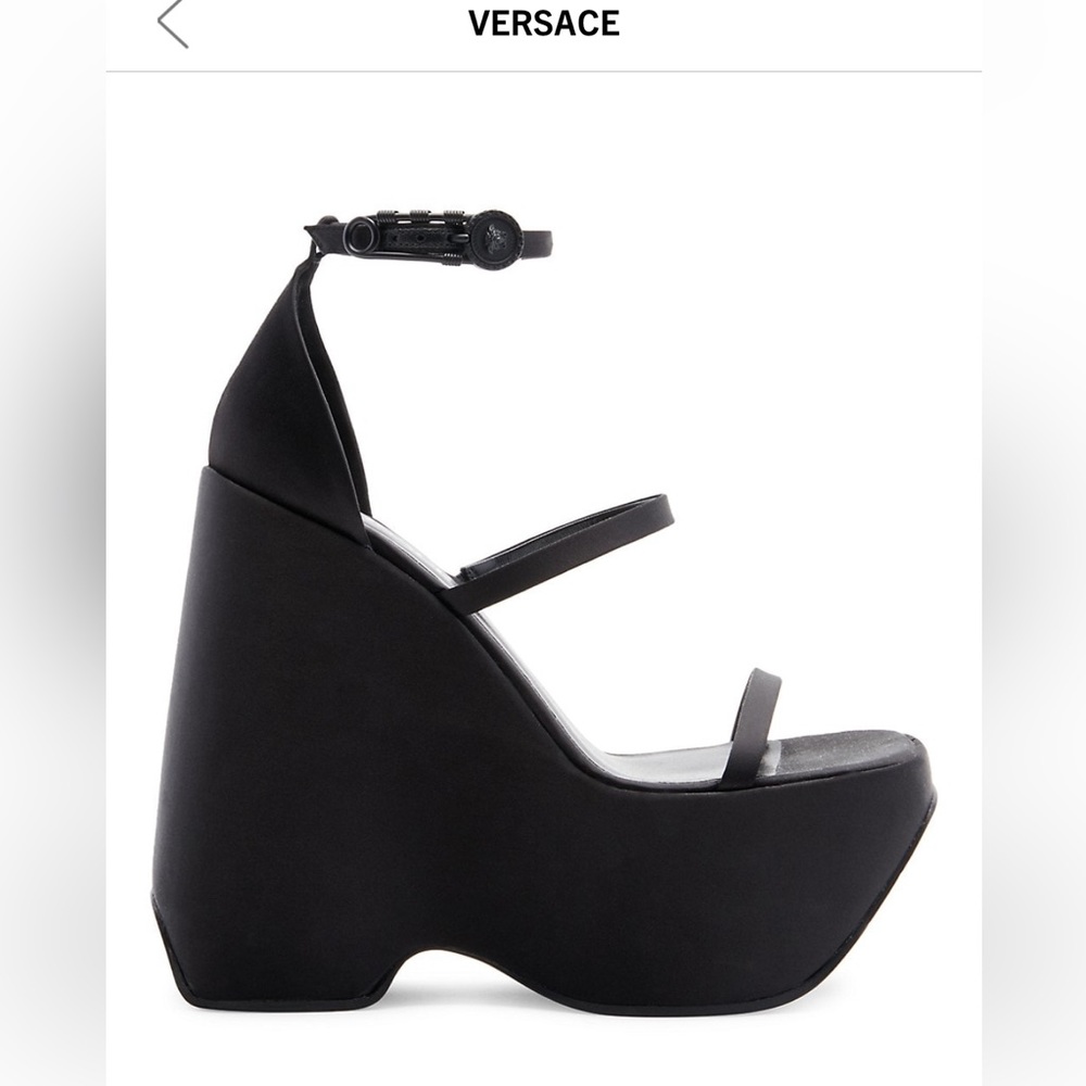Brand new never used black satin triplet form Versace sandals